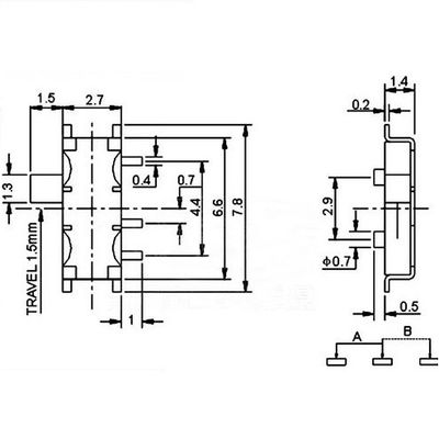 Interruptor MSK12C02 Dimensiones